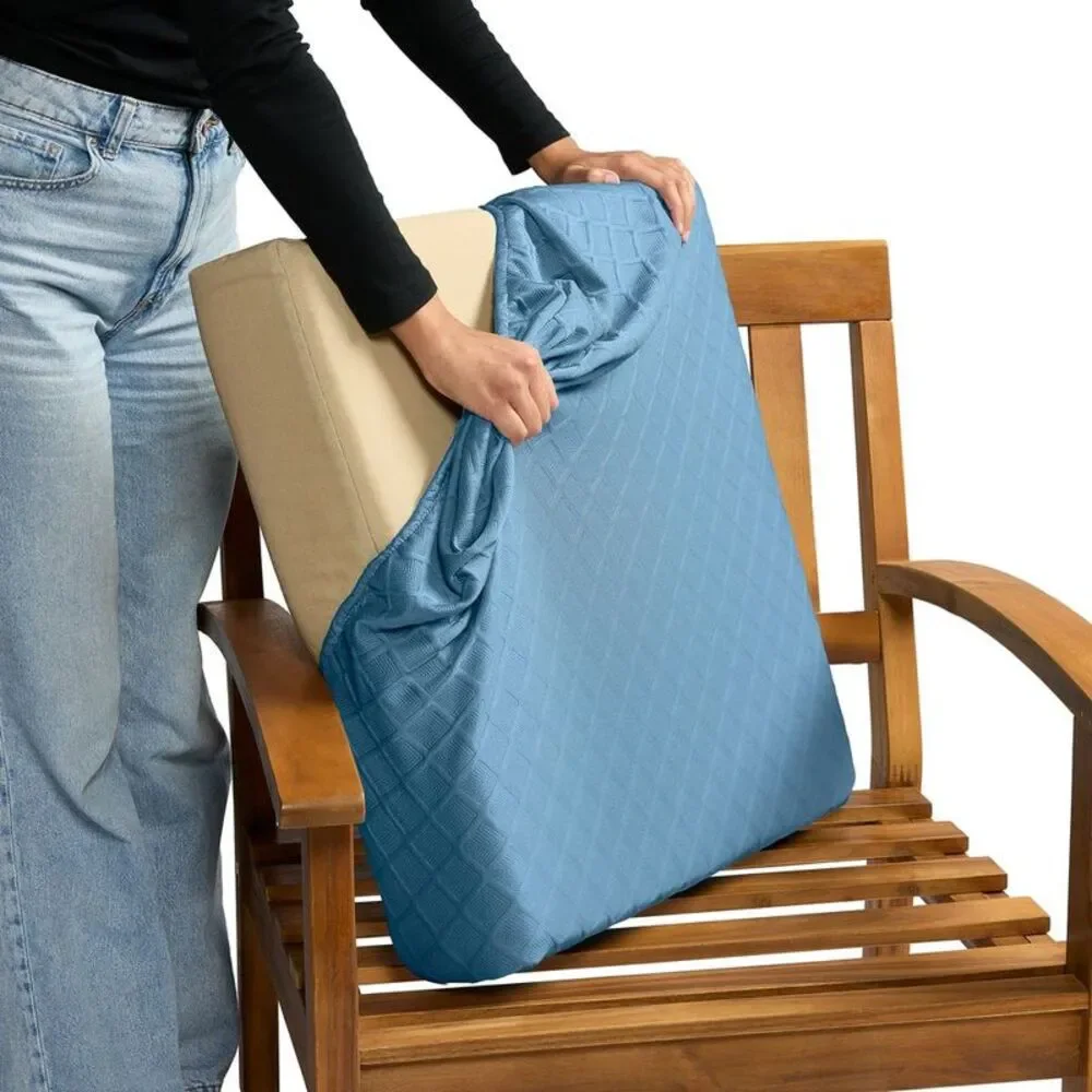 Quilted Chair Seat Covers - Set of 4 in Beige